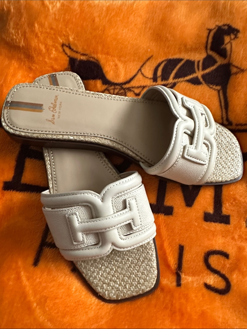 Sam Edelman Cream Braided Toe Slide Sandals